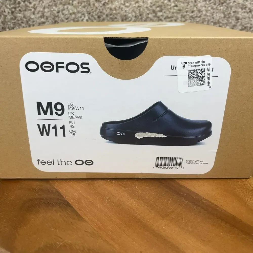 OOFOS OOClog Rubber Clog Mule Slip On Men's Size 9 Comfort Recovery Shoe Black